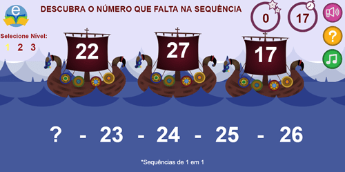 Sequência numérica - Navegação no rumo certo. Divertido colocar sequência nos navios. Quero jogar mais...