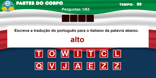 Palavras corpo em Italiano. Bom aprender partes do corpo em italiano brincando. 